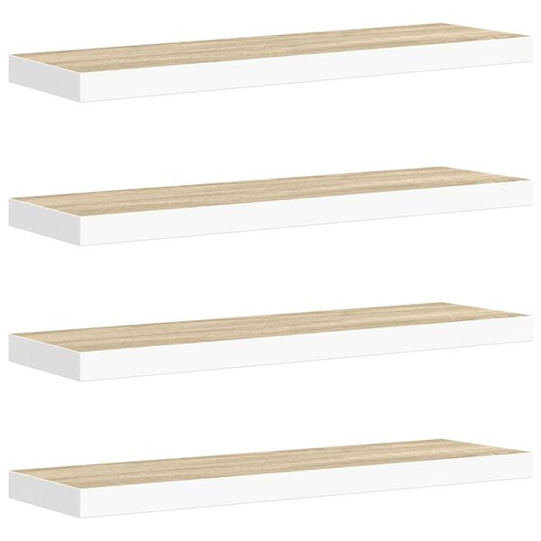 vidaXL &Eacute;tag&egrave;res flottantes 4 pcs ch&ecirc;ne et blanc 80x23,5x3,8 cm MDF