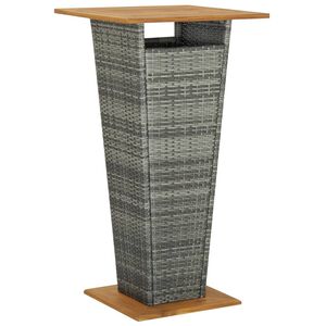 vidaXL Table de bar Gris 60x60x110 cm R&eacute;sine tress&eacute;e et bois d'acacia
