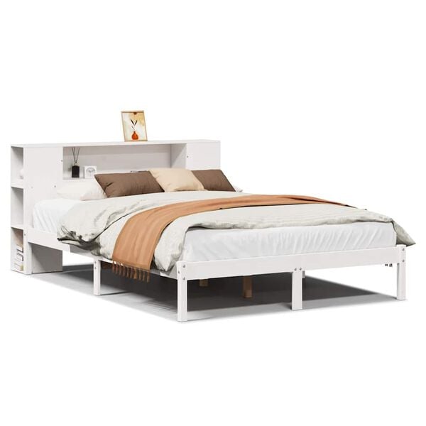 vidaXL Lit biblioth&egrave;que sans matelas blanc 120x190 cm bois pin massif