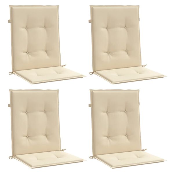 vidaXL Coussins de chaise de jardin à dossier bas lot de 4 beige