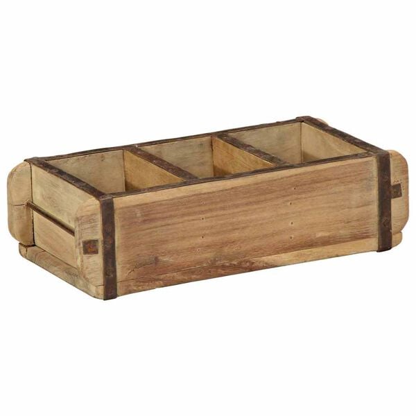 vidaXL Plateau avec stockage Marron 30 x 14 x 9 cm Bois Recycl&eacute; Solide
