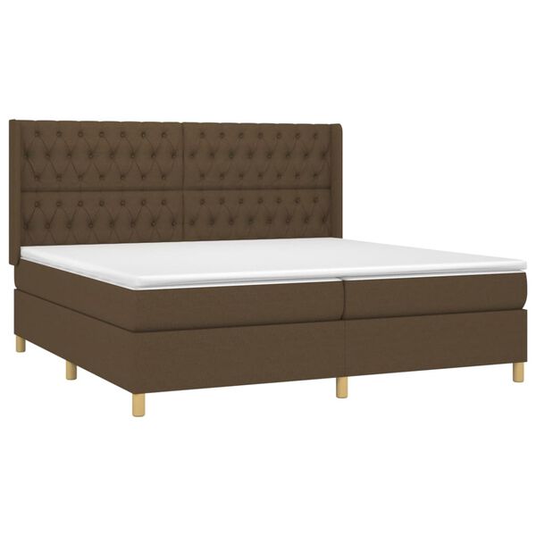 vidaXL Sommier &agrave; lattes de lit matelas et LED Marron fonc&eacute; 200x200 cm