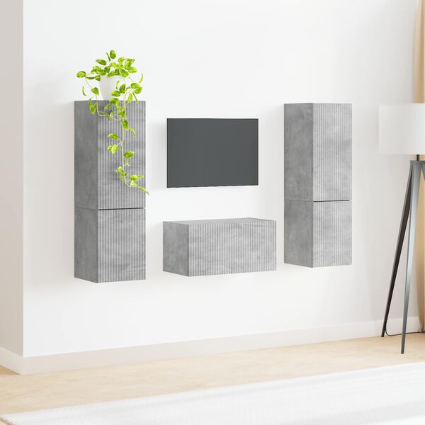 vidaXL Ensemble meuble TV 5 pcs Gris b&eacute;ton Bois d'ing&eacute;nierie