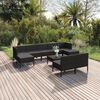 vidaXL Salon de jardin 10 pcs avec coussins R&eacute;sine tress&eacute;e Noir