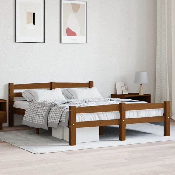 vidaXL Cadre de lit sans matelas marron miel pin massif 120x200 cm