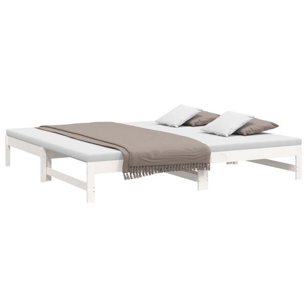 vidaXL Lit coulissant sans matelas blanc 2x(100x200) cm