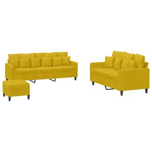 vidaXL Ensemble de canap&eacute;s 3 pcs avec coussins Jaune Velours