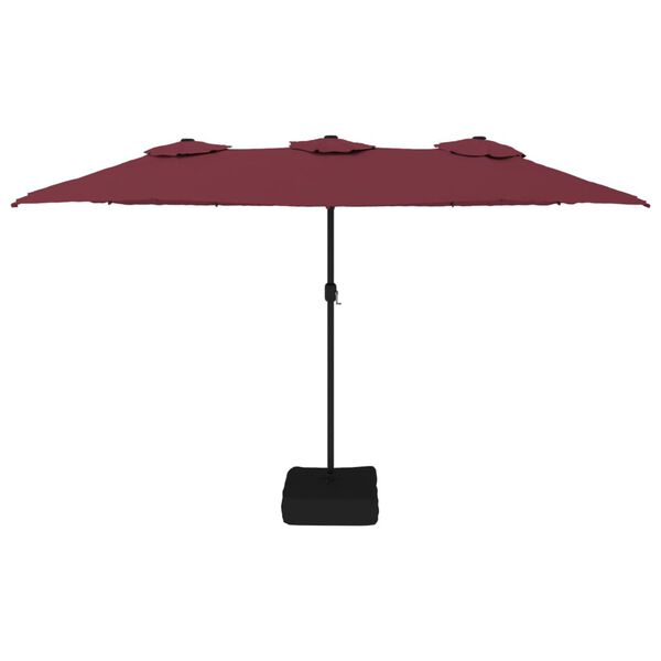 vidaXL Parasol de jardin &agrave; double t&ecirc;te avec LED rouge bordeaux