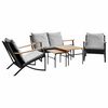 vidaXL Ensemble de meubles de balcon avec coussins 5 pcs noir acier