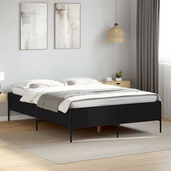 vidaXL Cadre de lit sans matelas noir 135x190 cm