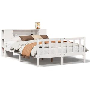 vidaXL Lit bibliothèque sans matelas blanc 150x200 cm bois pin massif