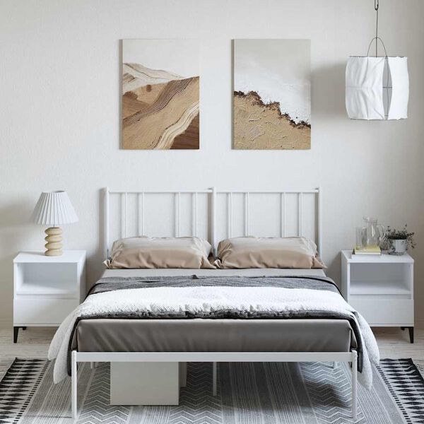 vidaXL Cadre de lit m&eacute;tal sans matelas et t&ecirc;te de lit blanc 150x200 cm