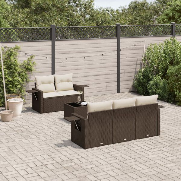 vidaXL Salon de jardin avec coussins 6 pcs marron r&eacute;sine tress&eacute;e