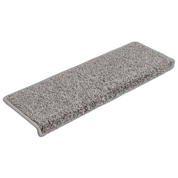 vidaXL Tapis d'escalier 15 pi&egrave;ces 65 x 21 x 4 cm Gris Bord rectangulaire