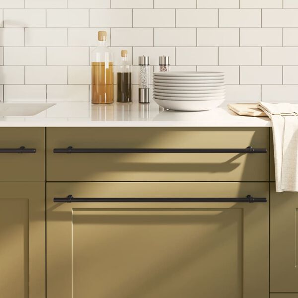 vidaXL Poign&eacute;es d'armoire 5 pcs noir 480 mm acier inoxydable