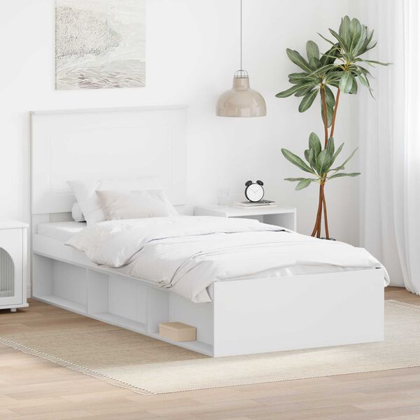 vidaXL Cadre de lit Blanc 75 x 190 cm Bois de pin massif