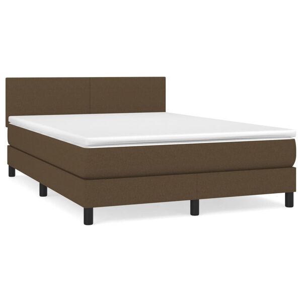 vidaXL Sommier &agrave; lattes de lit avec matelas Marron fonc&eacute; 140x190 cm
