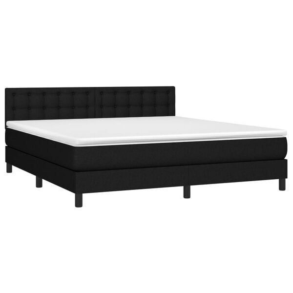 vidaXL Sommier &agrave; lattes de lit avec matelas LED Noir 180x200 cm Tissu