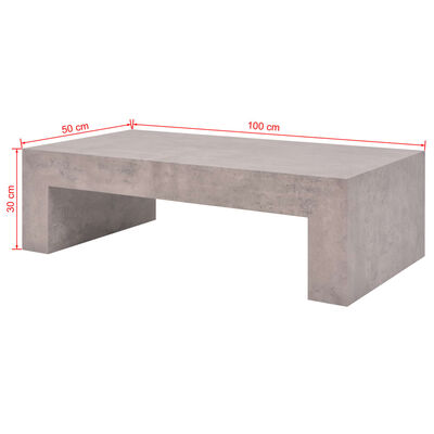 vidaXL Table basse Aspect de béton 100 x 50 x 30 cm