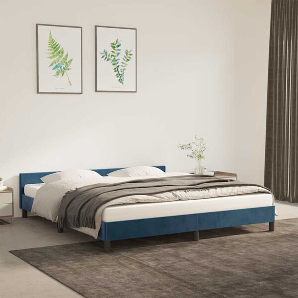 vidaXL Cadre de lit sans matelas bleu fonc&eacute; 160x200 cm velours