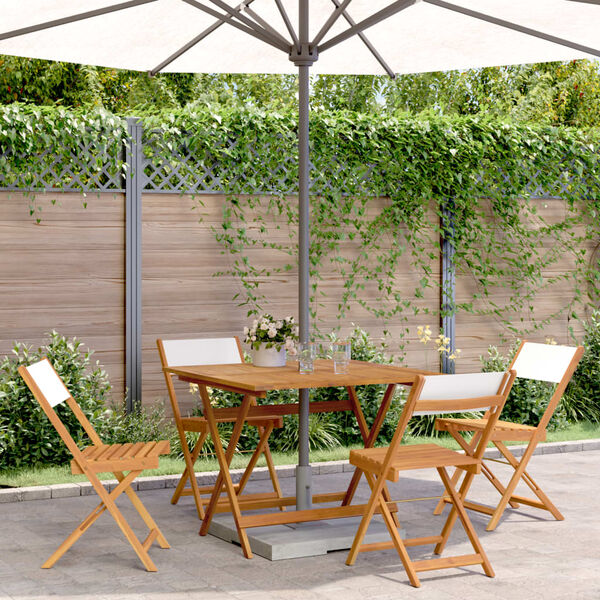 vidaXL Ensemble &agrave; manger de jardin 5 pcs blanc cr&egrave;me tissu bois massif