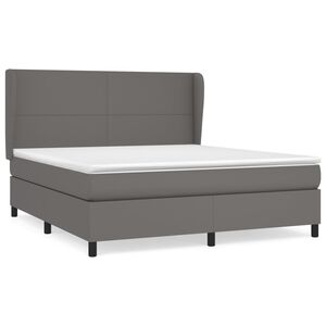 vidaXL Sommier &agrave; lattes de lit avec matelas Gris 160x200 cm Similicuir