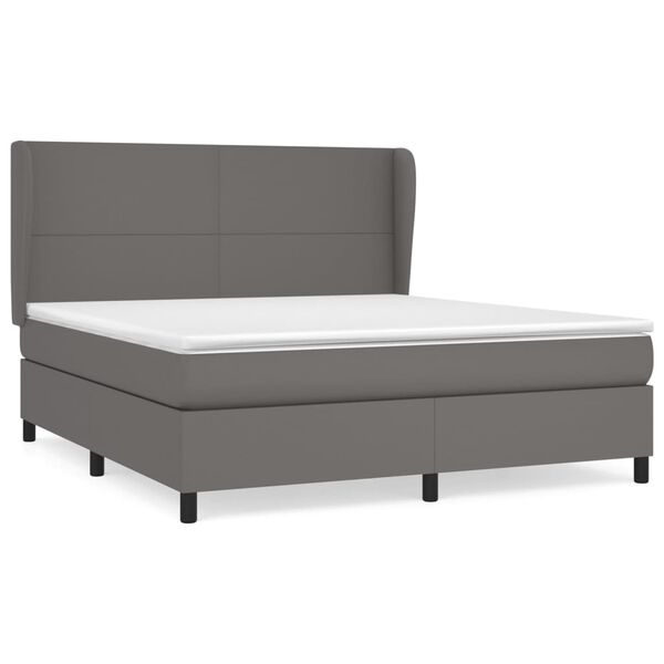 vidaXL Sommier &agrave; lattes de lit avec matelas Gris 160x200 cm Similicuir
