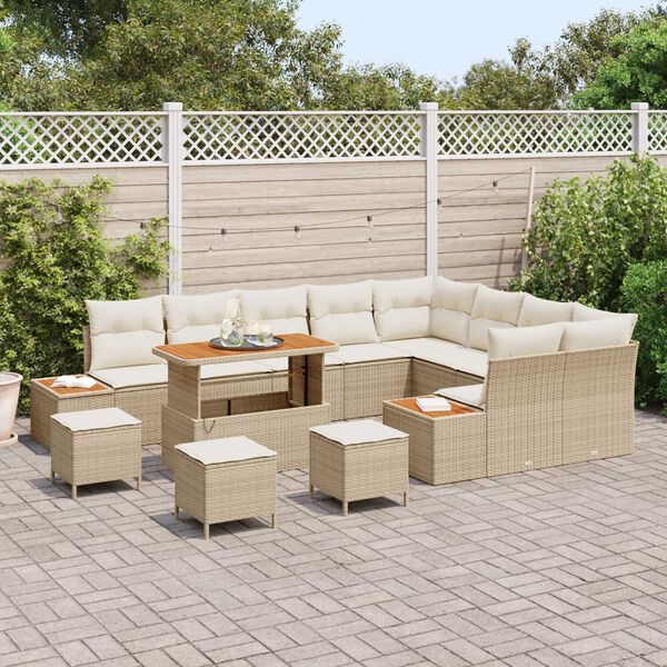 vidaXL Ensemble de canap&eacute; de jardin 13 pcs Beige polyrotin