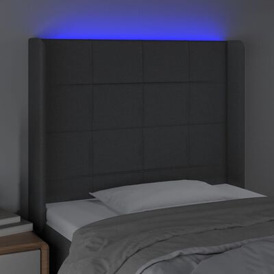 vidaXL Tête de lit à LED Gris foncé 103x16x118/128 cm Tissu