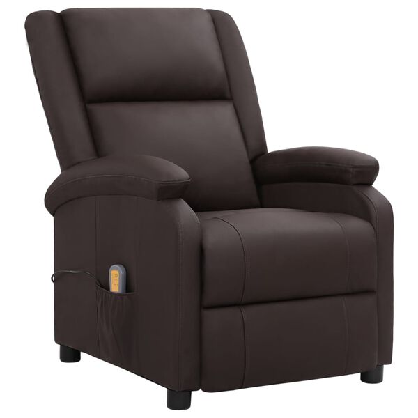 vidaXL Fauteuil de massage marron cuir véritable