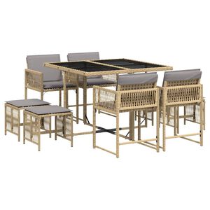 vidaXL Ensemble &agrave; manger de jardin et coussins 9 pcs m&eacute;lange beige