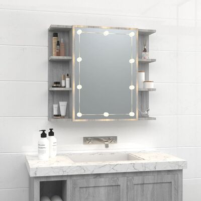 vidaXL Armoire à miroir avec LED Sonoma gris 70x16,5x60 cm