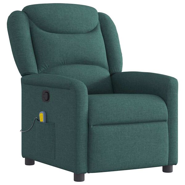 vidaXL Fauteuil de massage inclinable Vert fonc&eacute; Tissu