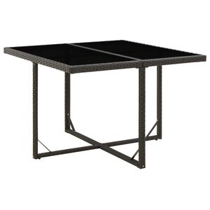 vidaXL Table de jardin Noir 109x107x74 cm R&eacute;sine tress&eacute;e et verre