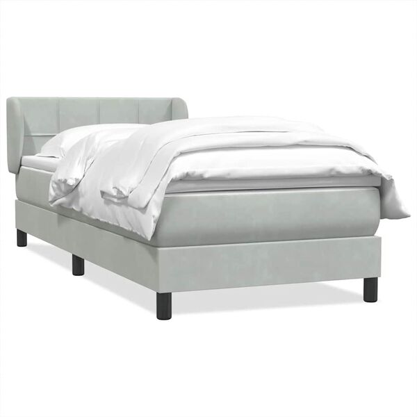 vidaXL Sommier &agrave; lattes de lit et matelas gris clair 80x220 cm velours