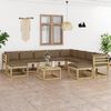 vidaXL Salon de jardin 11 pcs avec coussins bois de pin impr&eacute;gn&eacute;