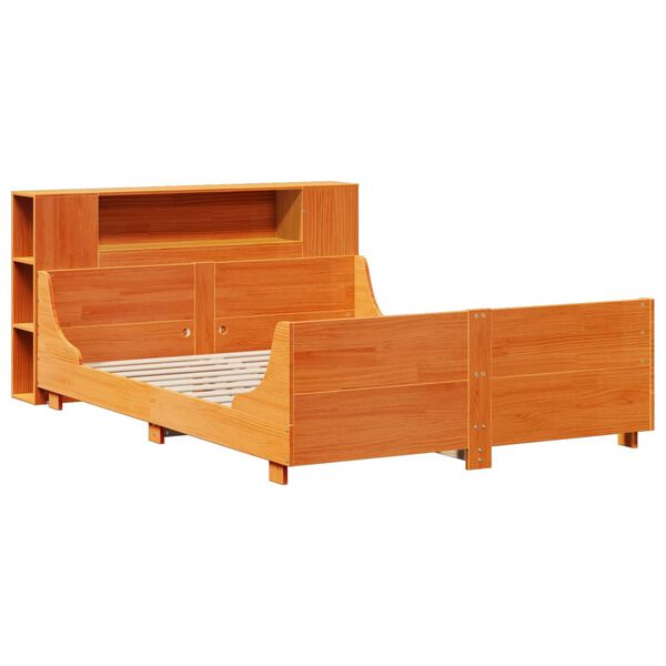 vidaXL Cadre de lit sans matelas cire marron 135x190cm bois pin massif