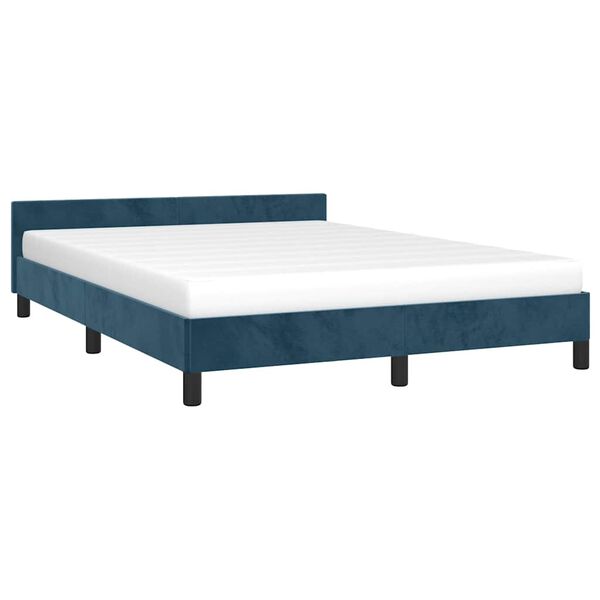 vidaXL Cadre de lit sans matelas bleu fonc&eacute; 140x200 cm velours