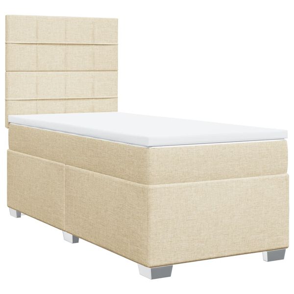 vidaXL Sommier &agrave; lattes de lit avec matelas Cr&egrave;me 100x200 cm Tissu