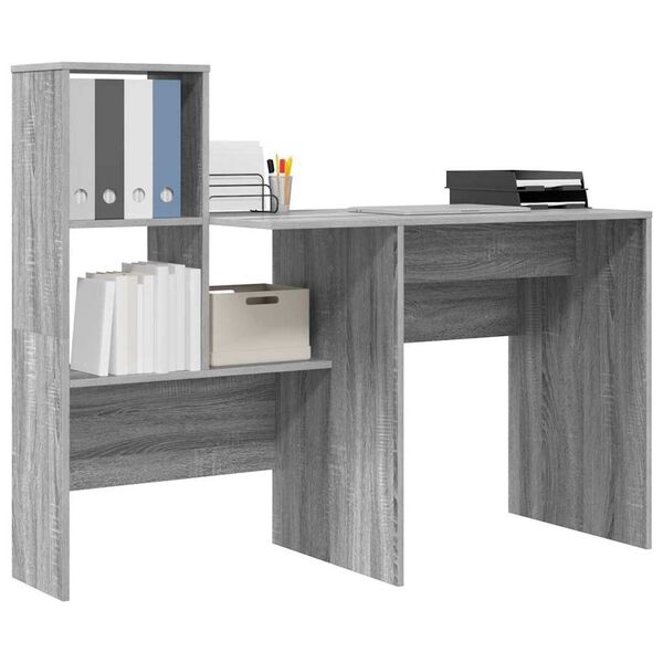 vidaXL Bureau Gris Sonoma 131,5 x 50 x 106,5 cm Bois d'ing&eacute;nierie