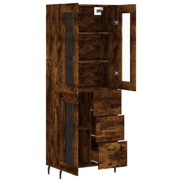 vidaXL Buffet haut Ch&ecirc;ne fum&eacute; 69,5x34x180 cm Bois d'ing&eacute;nierie