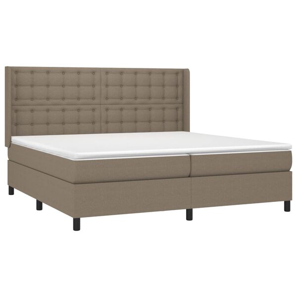 vidaXL Sommier &agrave; lattes de lit avec matelas Taupe 200x200 cm Tissu