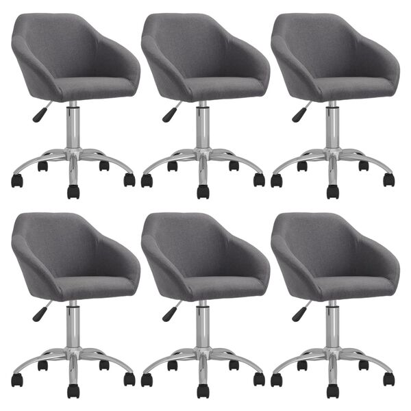 vidaXL Chaises pivotantes &agrave; manger lot de 6 gris clair tissu