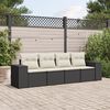 vidaXL Salon de jardin 4 pcs avec coussins noir r&eacute;sine tress&eacute;e