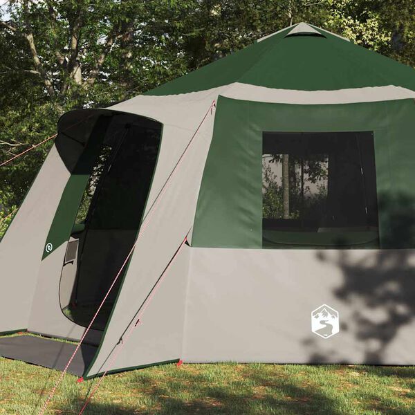 vidaXL Tente Cabane avec toit Vert et gris 500 x 500 x 294 cm