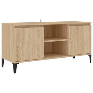 vidaXL Meuble TV avec pieds en m&eacute;tal Ch&ecirc;ne sonoma 103,5x35x50 cm