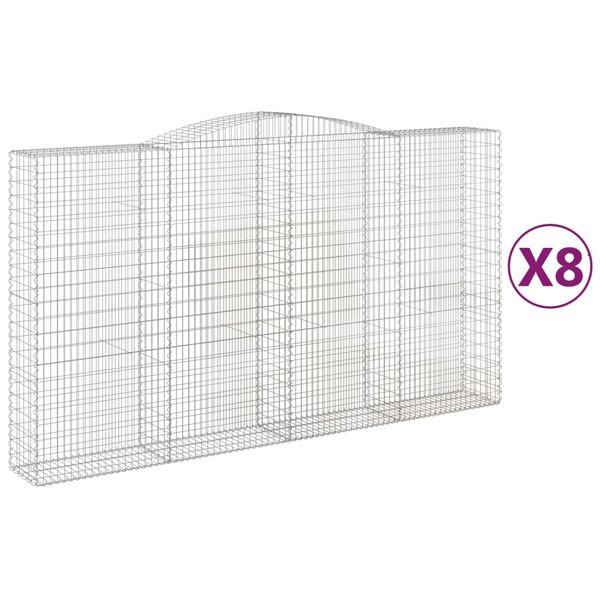 vidaXL Paniers &agrave; gabions arqu&eacute;s 8 pcs 400x50x220/240 cm Fer galvanis&eacute;