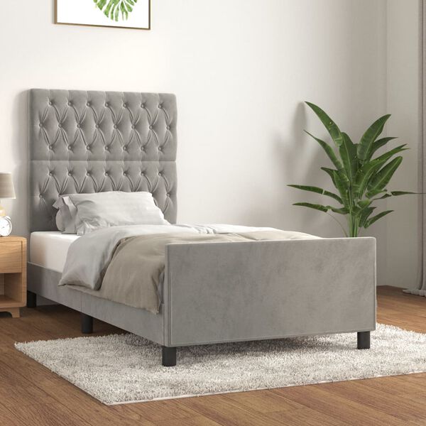 vidaXL Cadre de lit sans matelas gris clair 100x200 cm velours