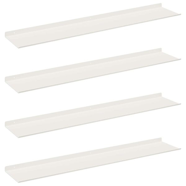 vidaXL &Eacute;tag&egrave;re flottante 4 pcs Blanc 100 x 18 x 2,5 cm Acier