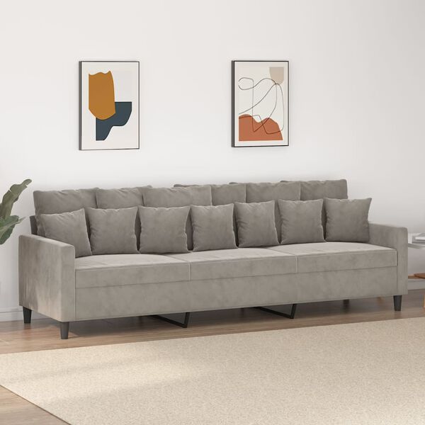 vidaXL Canap&eacute; &agrave; 3 places Gris clair 210 cm Velours
